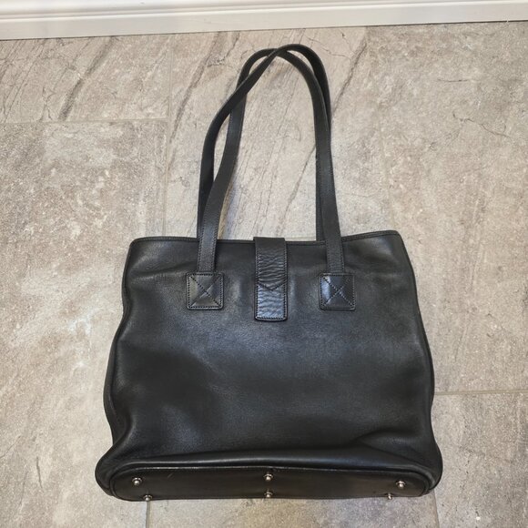 VTG Dooney and Bourke Black leather 2 Handle Tote Panama Collection 1980's - Picture 2 of 16